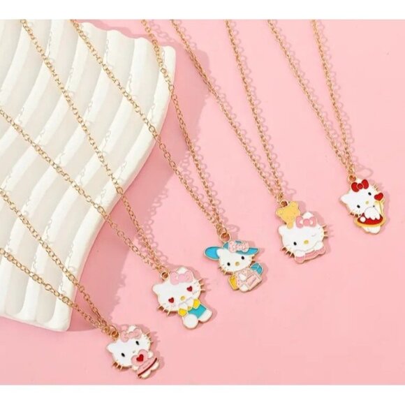 Hello Kitty Gold-Tone Enamel Necklaces – 5-Piece Pendant Charms - Picture 5 of 5